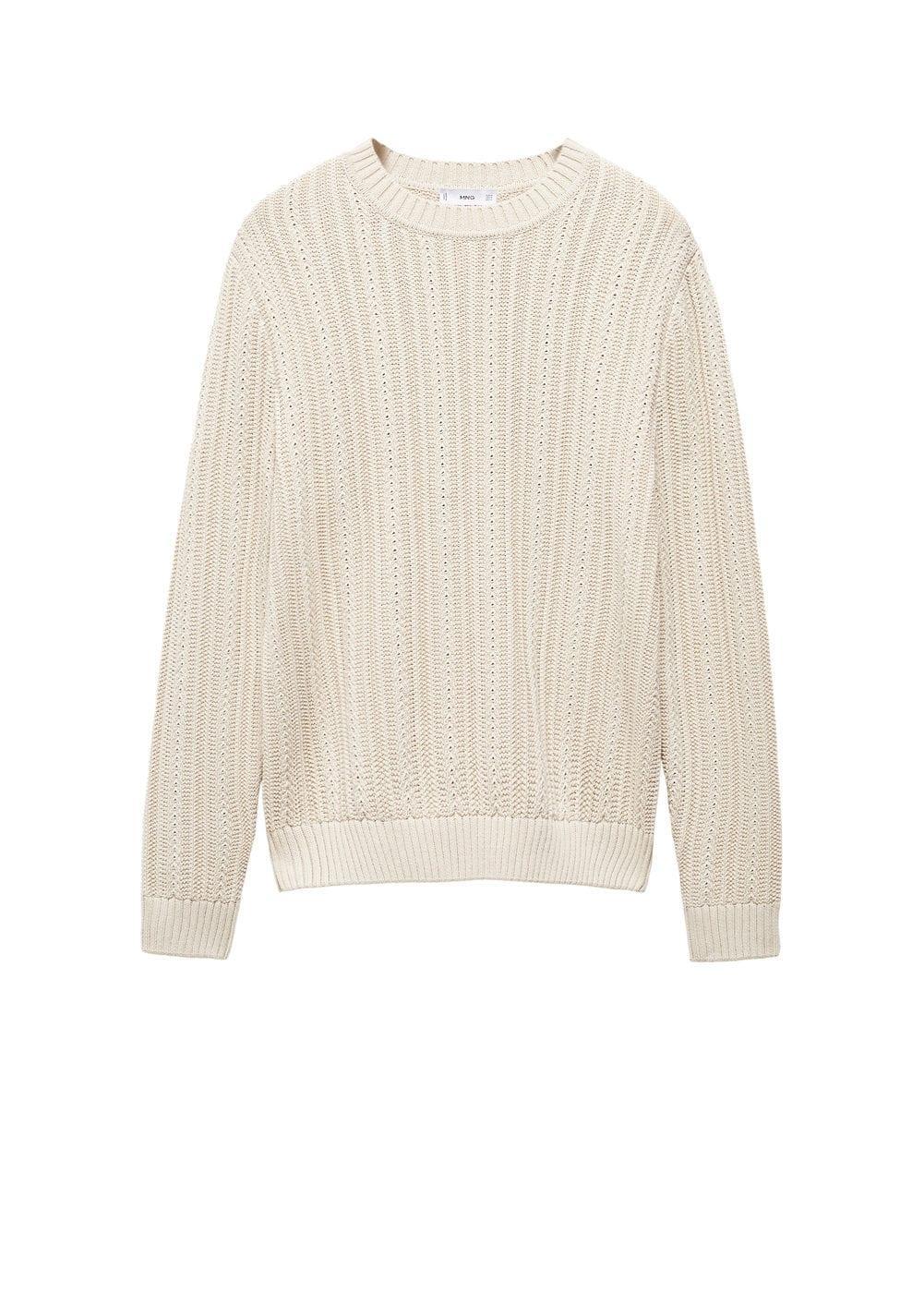 MANGO MAN - Contrasting knit sweater ice greyMen Product Image