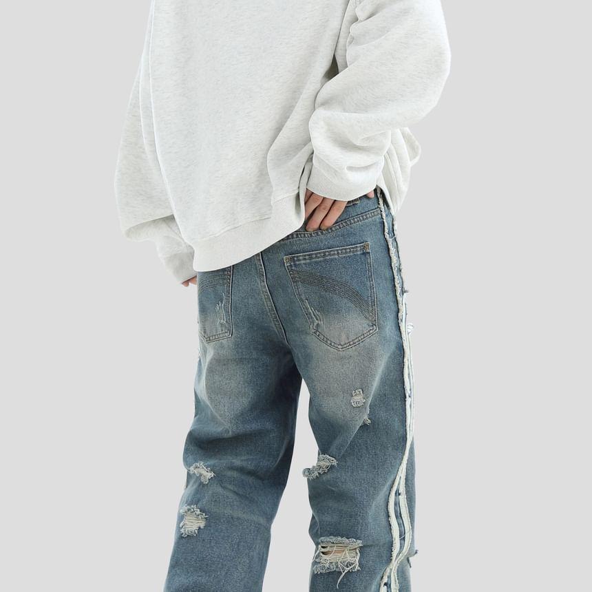 High Waist Distressed Loose Fit Jeans Product Image