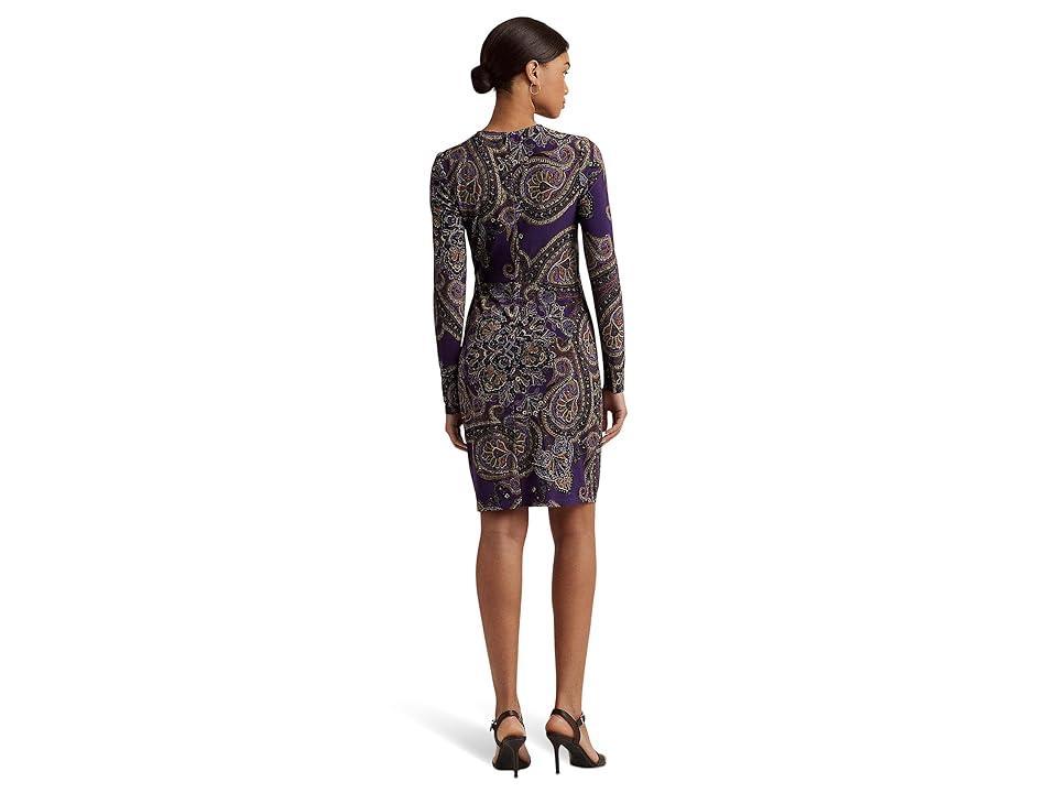 LAUREN Ralph Lauren Paisley Twist-Front Stretch Jersey Dress Multi) Women's Dress Product Image