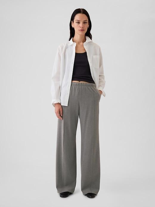 Wide-Leg Seamed Pull-On Pants Product Image