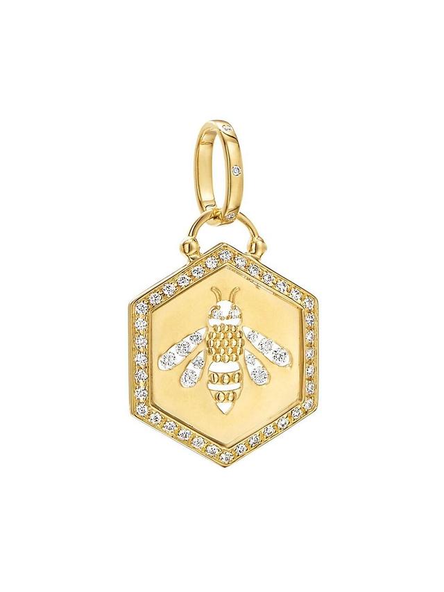 Womens Tree Of Life 18K Yellow Gold & Diamond Cutout Bee Pendant Product Image