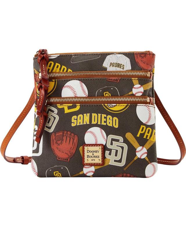 Womens Dooney & Bourke San Diego Padres Game Day Triple Zip Crossbody Purse Product Image