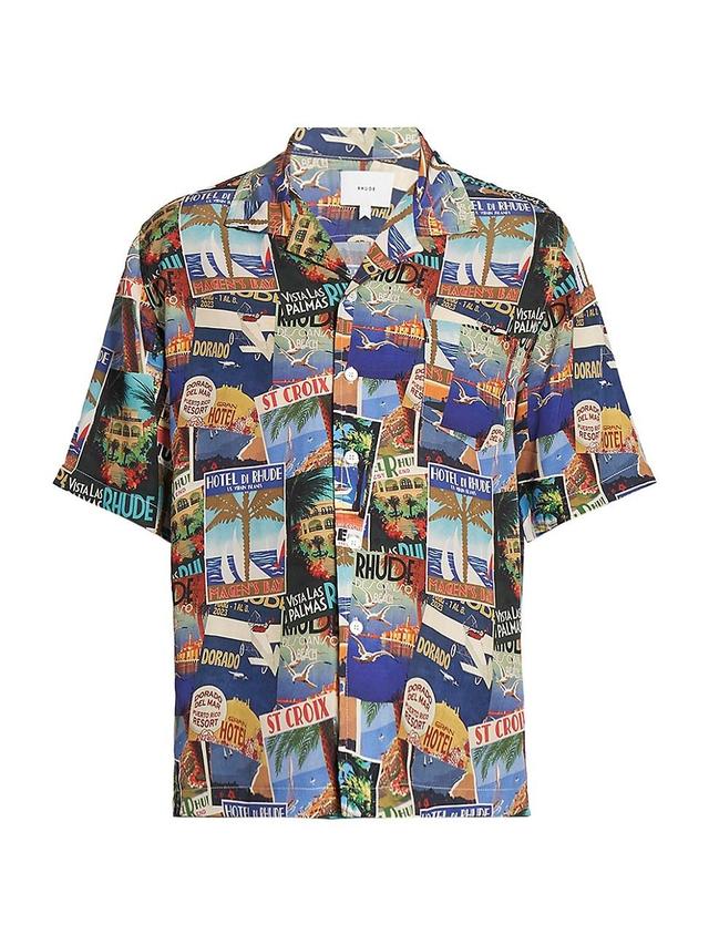 Mens Postcard Silk Shirt Product Image