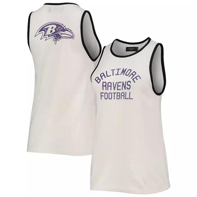 Womens Junk Food /Black Baltimore Ravens Throwback Pop Binding Scoop Neck Tank Top Product Image