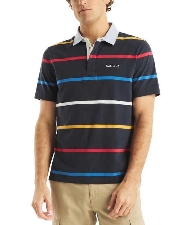 Nautica Mens Classic-Fit Striped Rugby Polo Product Image