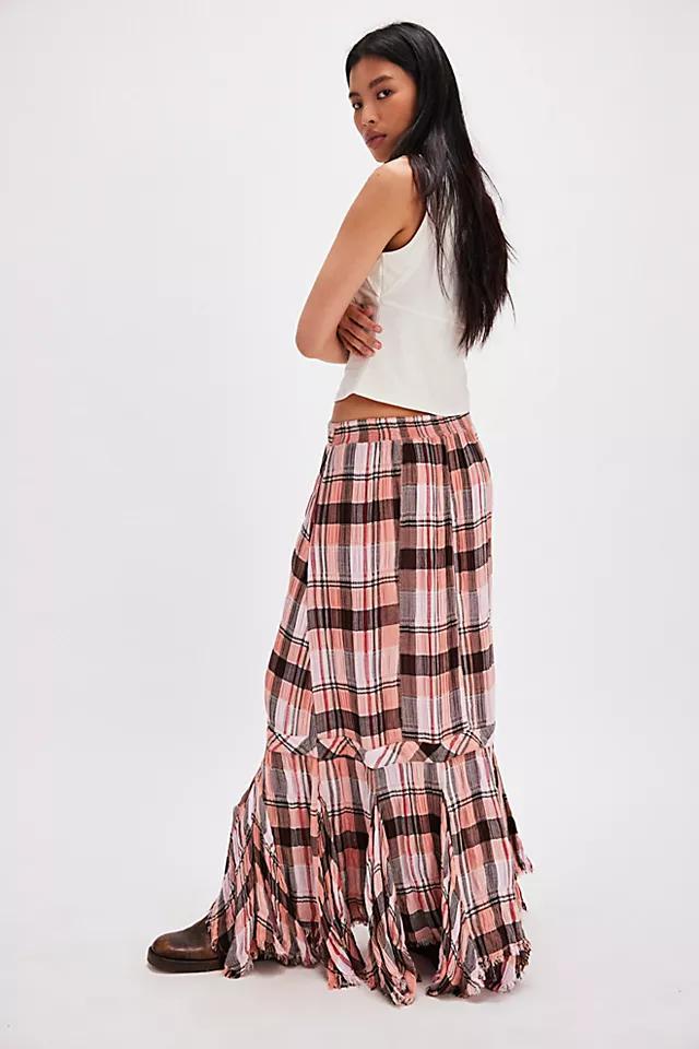 Bordeaux Plaid Maxi Skirt Product Image