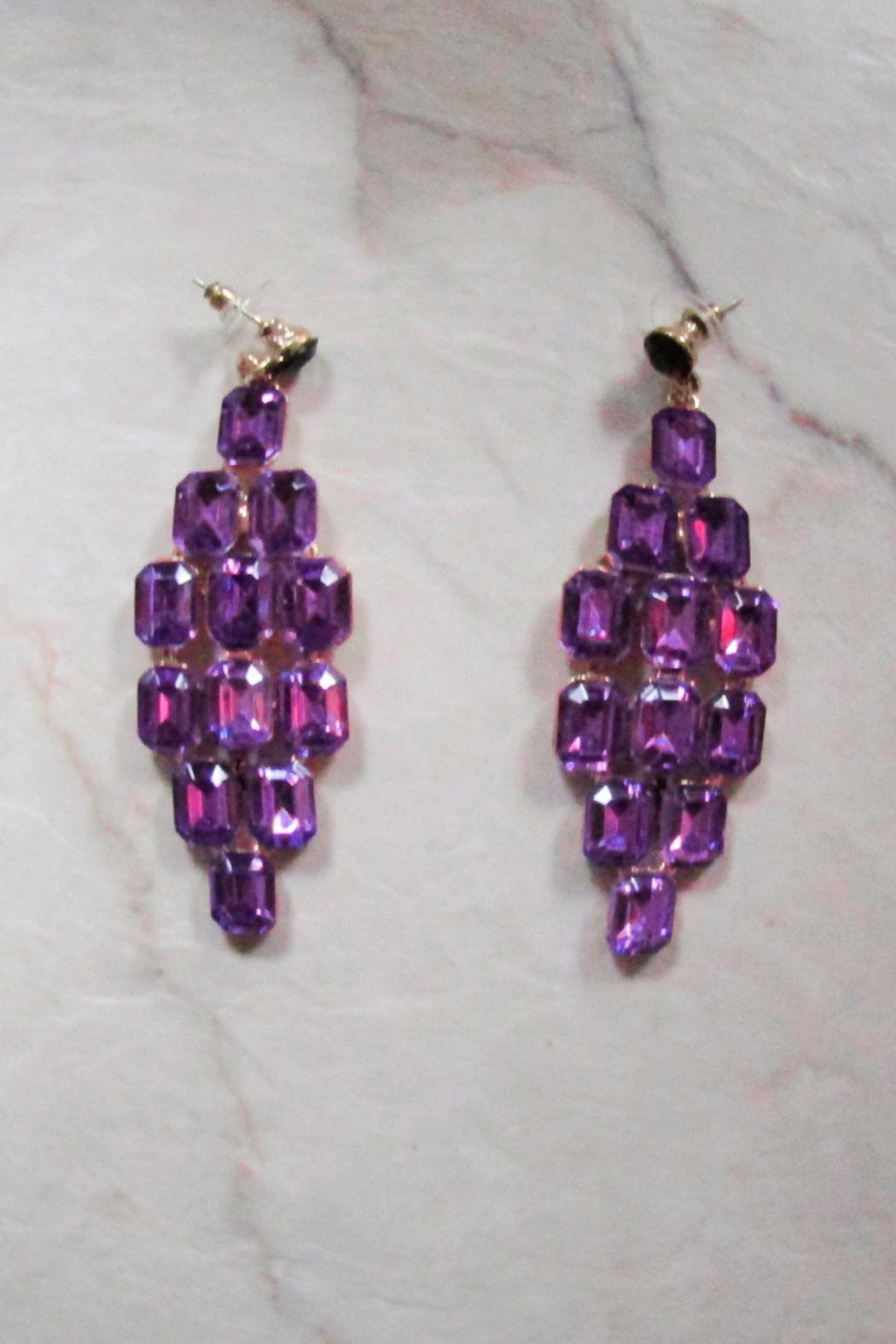 Passionate Purple Rhinestone Necklace & Earring Set Female Product Image