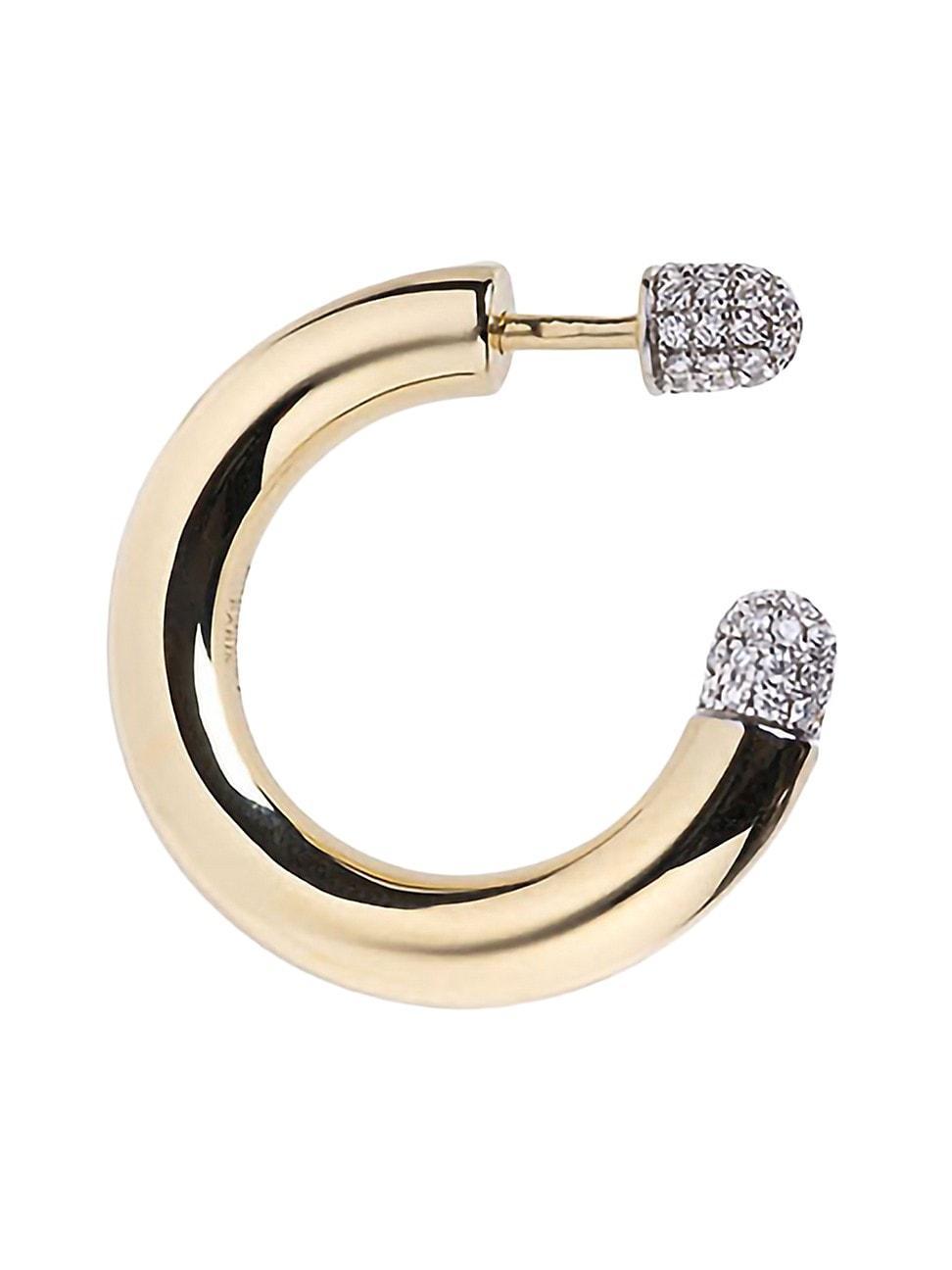 Womens Larger 14K Yellow Gold & 0.38 TCW Diamond Tube Earring Product Image