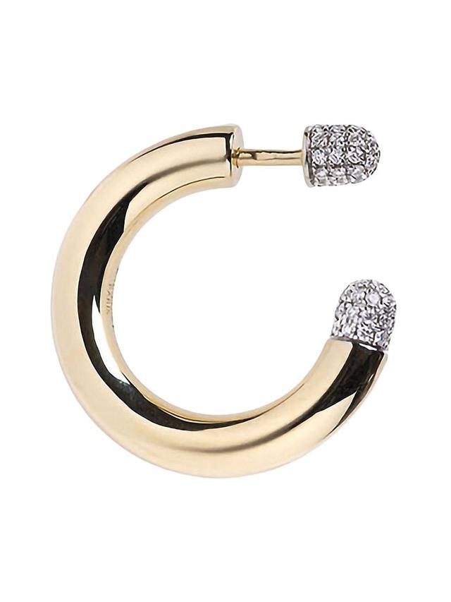 Womens Larger 14K Yellow Gold & 0.38 TCW Diamond Tube Earring Product Image