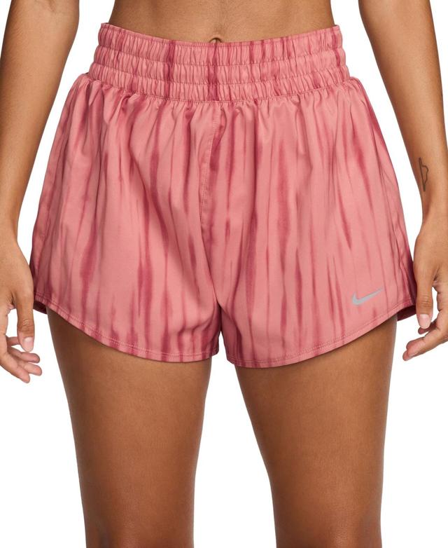 Nike Womens One Dri-fit High-Waist Brief-Lined Printed Shorts - Canyon Pink Product Image