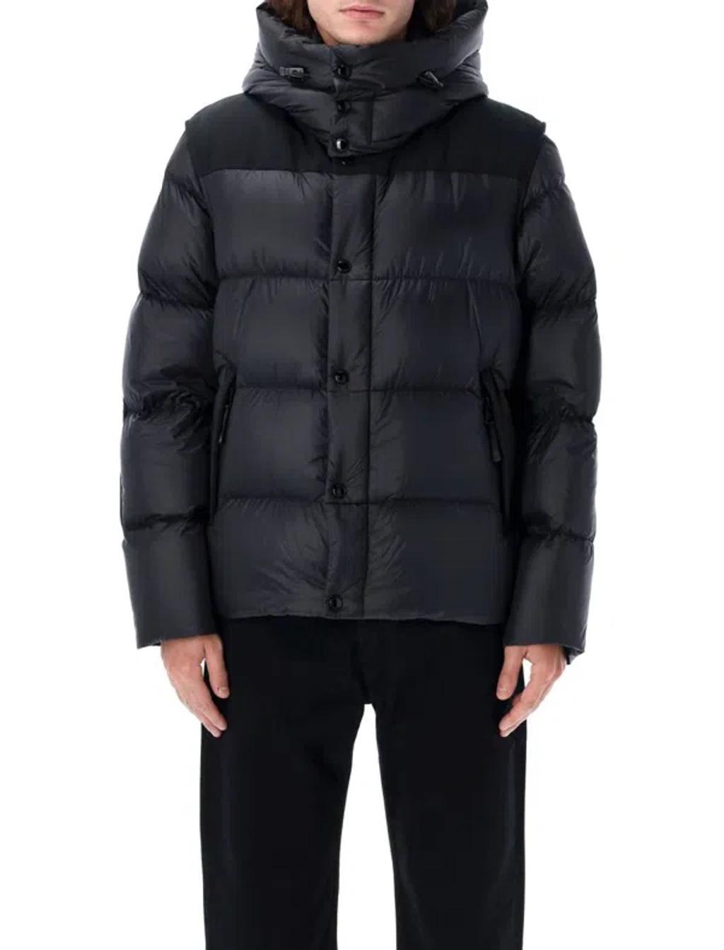 Detachable Sleeve Nylon Puffer Jacket In Black product image