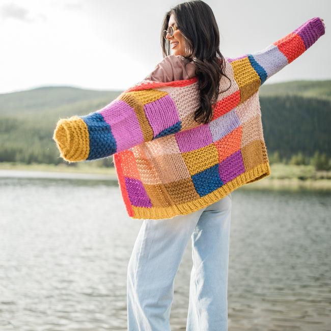 Still Deciding Multi Color Block Cardigan Product Image