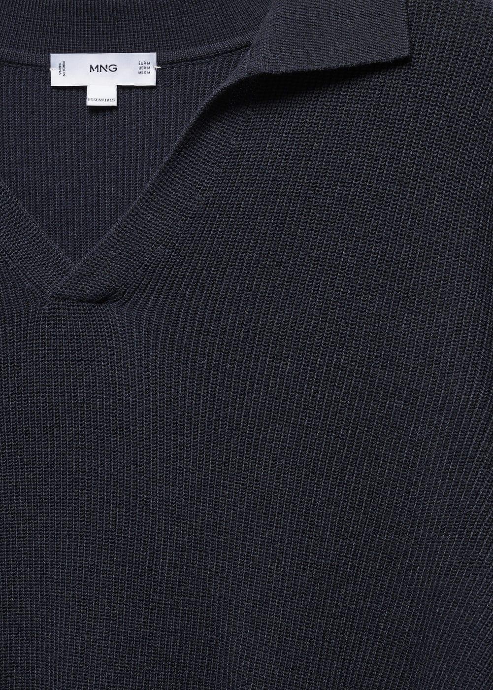 MANGO MAN - Ribbed knit polo shirt dark navyMen Product Image