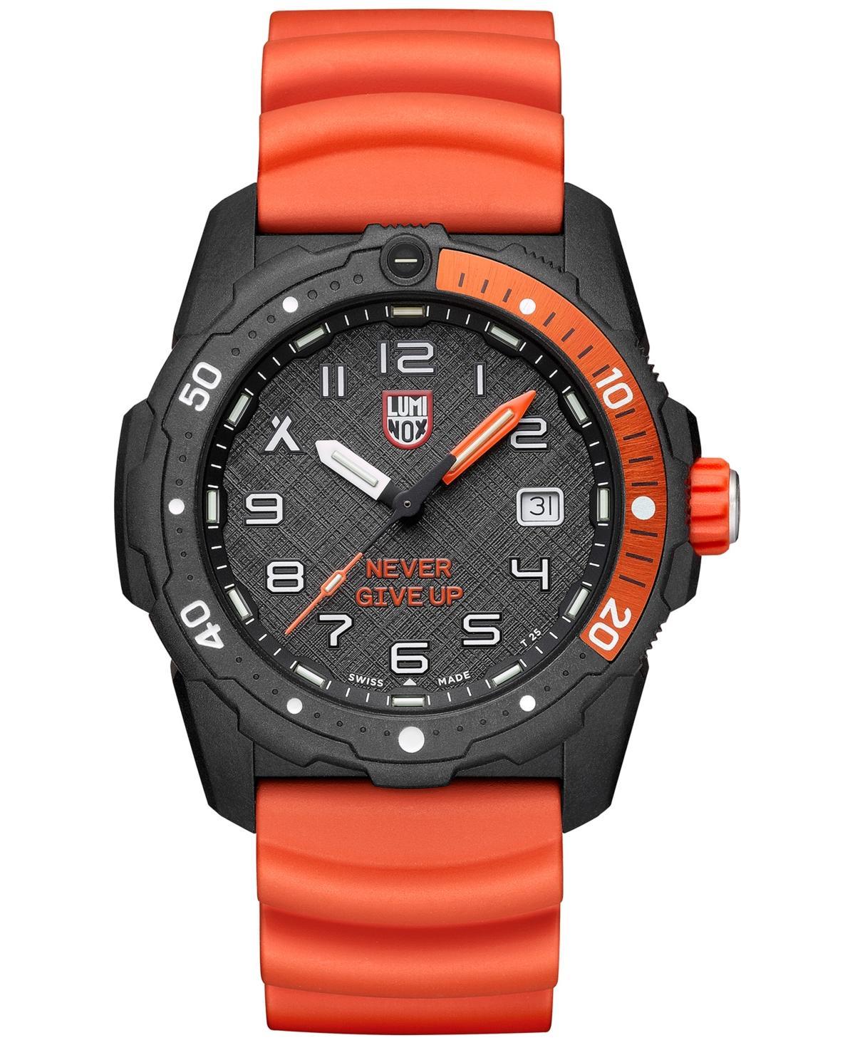 Luminox Mens Swiss Bear Grylls Survival Sea Series Never Give Up Dive Orange Rubber Strap Watch 42mm Product Image