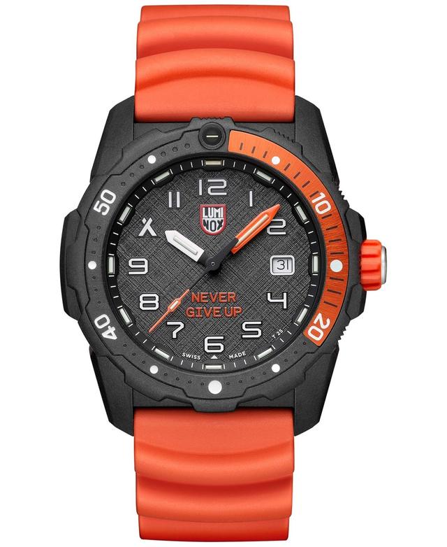 Luminox Mens Swiss Bear Grylls Survival Sea Series Never Give Up Dive Orange Rubber Strap Watch 42mm Product Image