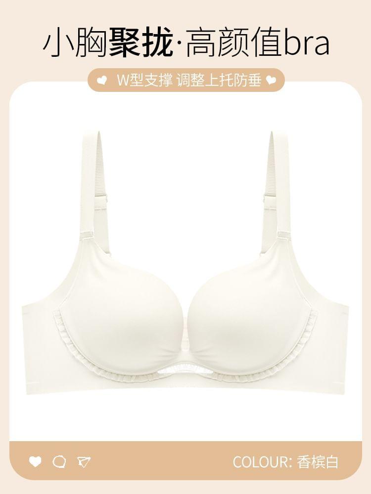 Set of 2: Plain Lace Trim Push Up Bra Product Image