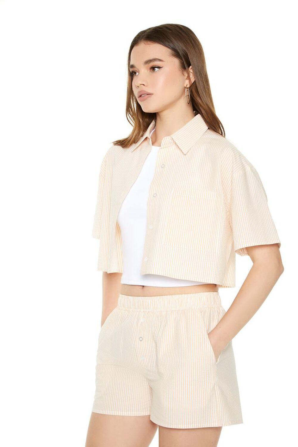 Cropped Pinstripe Shirt | Forever 21 Product Image