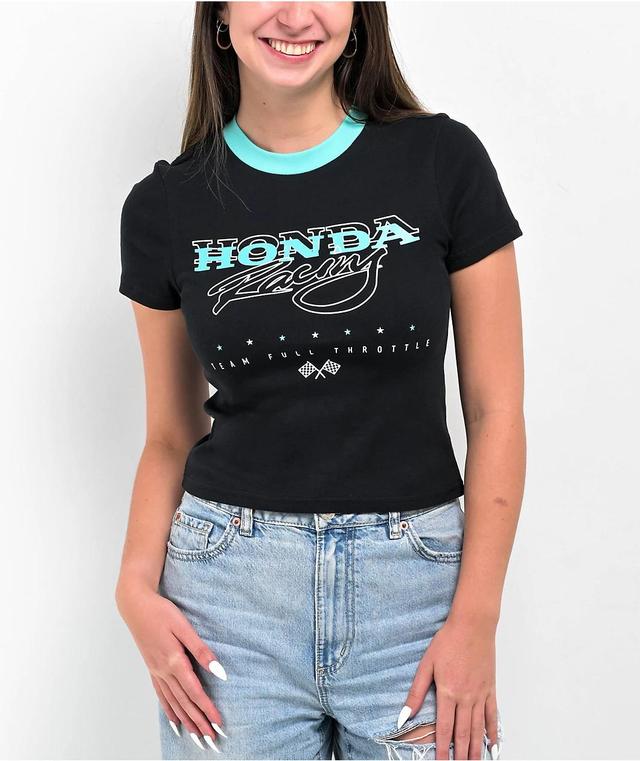 JT Racing x Honda Ringer Black Crop T-Shirt Product Image