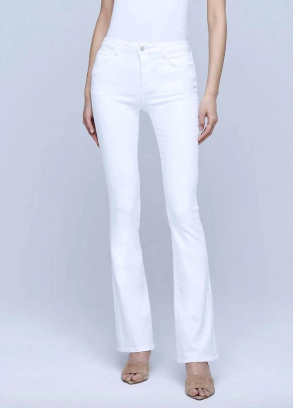 Selma Cotton Stretch High Rise Bootcut Jeans In Blanc Product Image