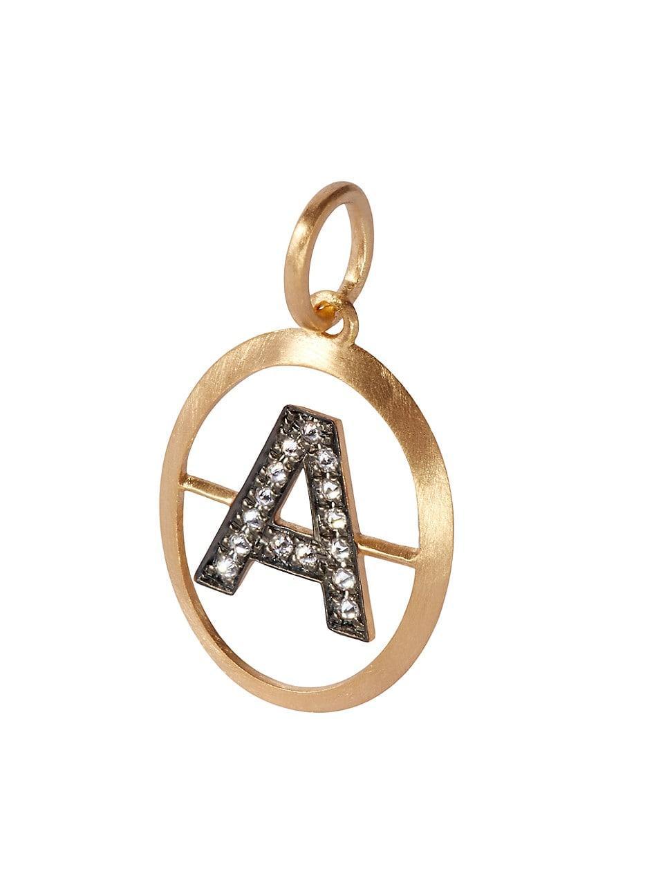 Womens 18K Yellow Gold & 0.07 TCW Diamond Initial Pendant Product Image