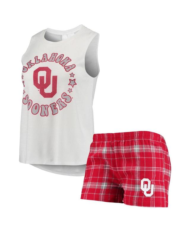 Womens Concepts Sport Crimson/White Oklahoma Sooners Ultimate Flannel Tank Top & Shorts Sleep Set Product Image