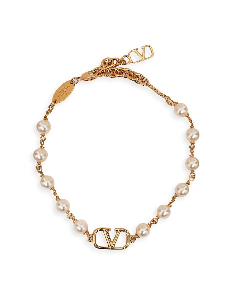 Womens VLogo Signature Bracelet With Pearls Product Image