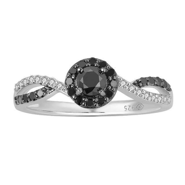 Sterling Silver 1/2 Carat T.W. Black And White Diamond Ring, Womens Product Image