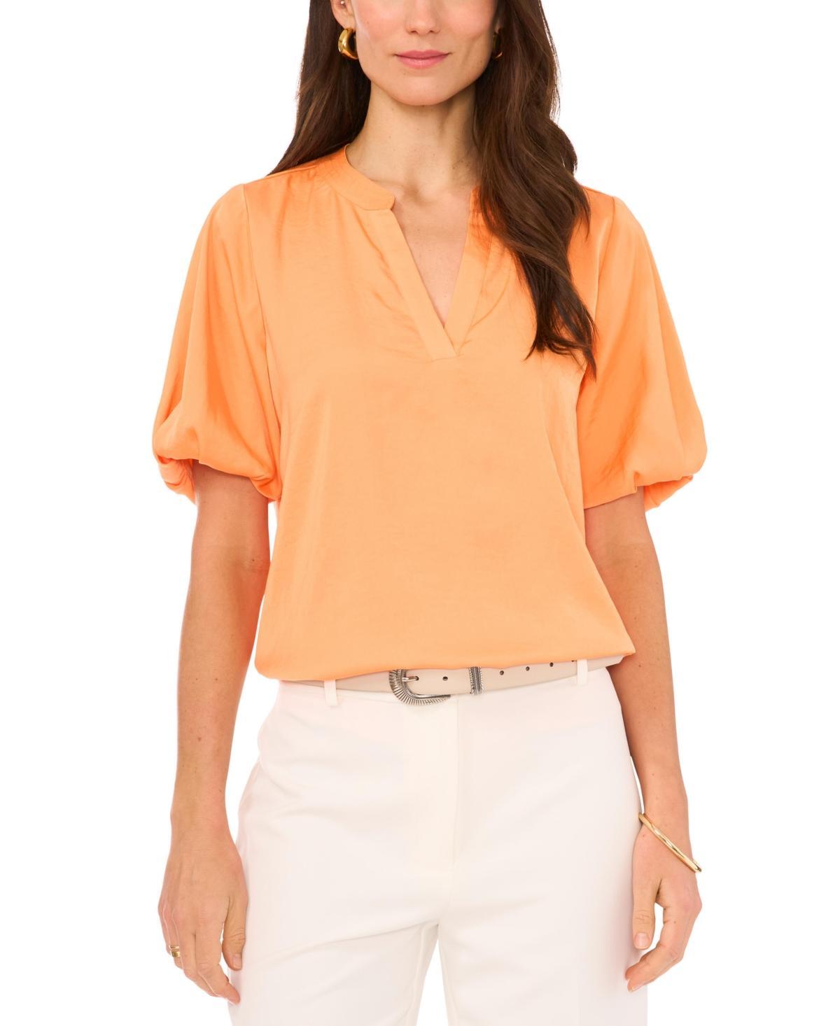 Vince Camuto Womens V-Neck Short Puff Sleeve Blouse Product Image