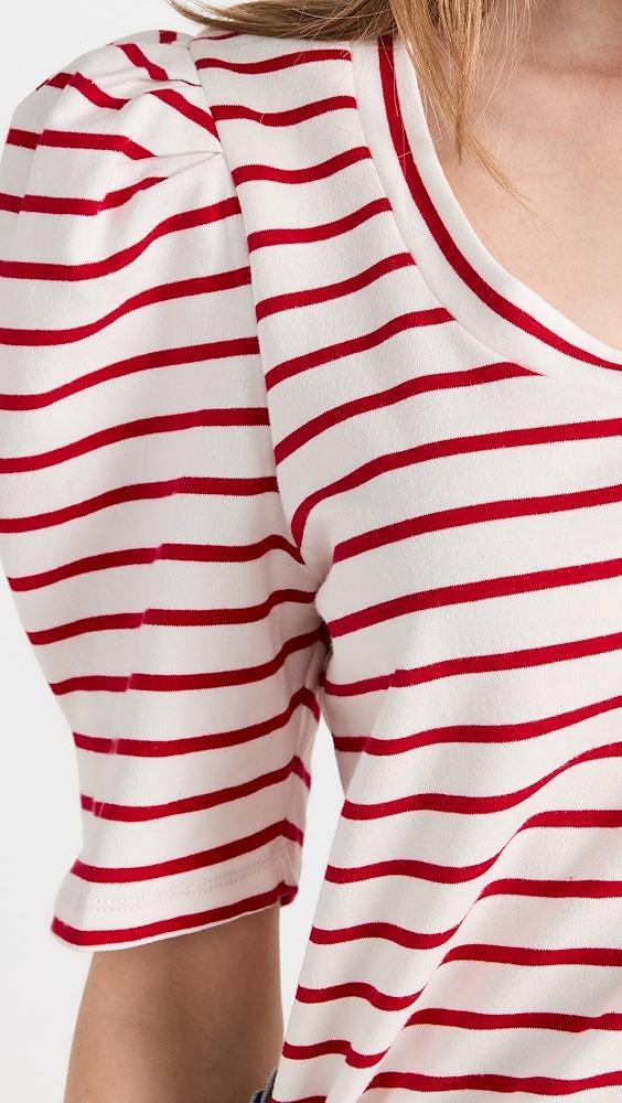 English Factory Stripe Pleated Puff Sleeve Top | Shopbop Product Image