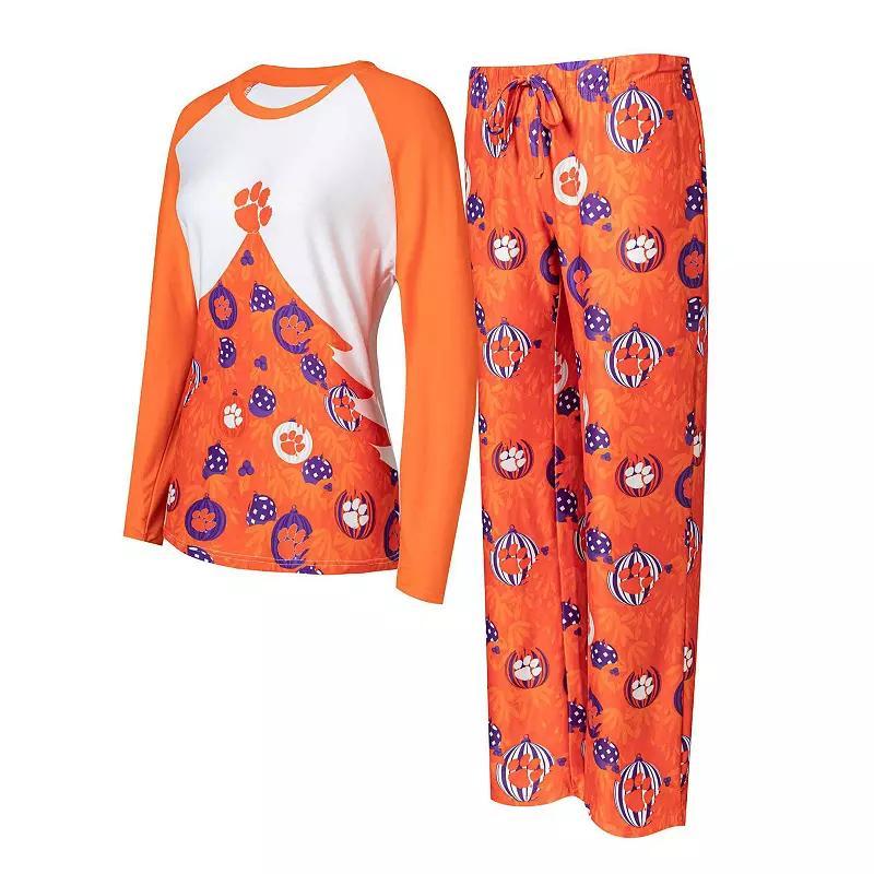 Womens Concepts Sport Clemson Tigers Tinsel Ugly Sweater Long Sleeve T-Shirt & Pants Sleep Set Product Image