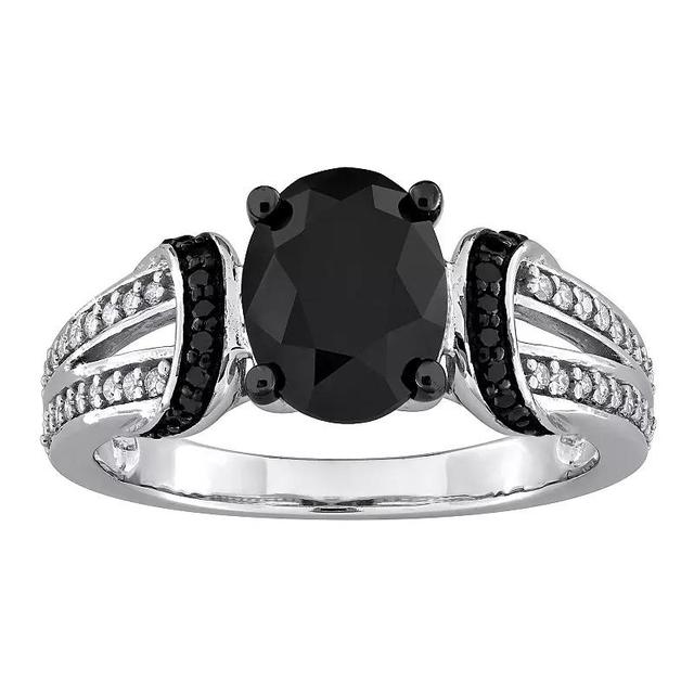 Stella Grace 14k White Gold 2-1/4 Carat T.W. Black & White Diamond Split Shank Engagement Ring, Womens Product Image