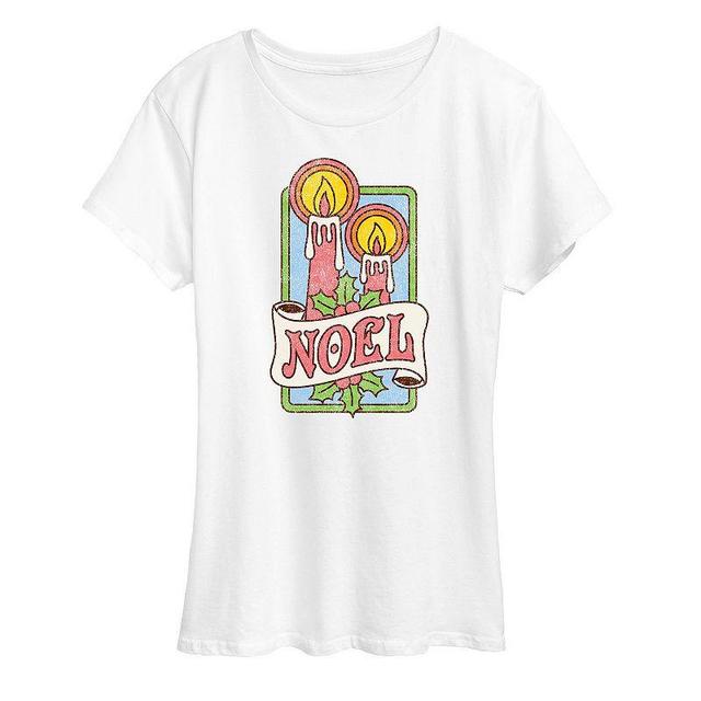 Womens Retro Noel Candles Short Sleeve Graphic Tee, Girls Product Image