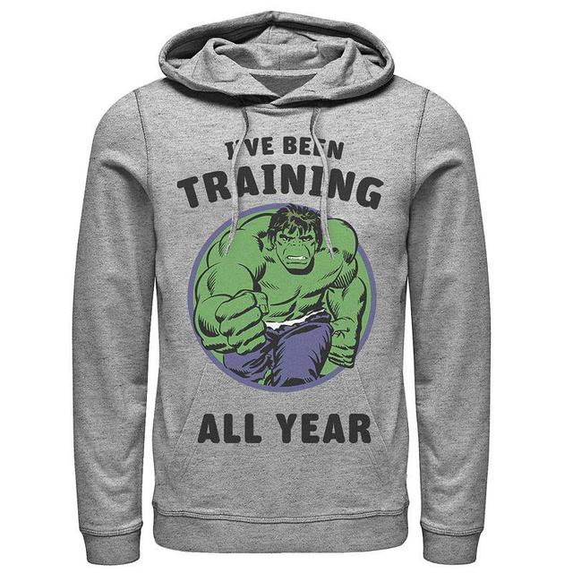 Mens Marvel Avengers Hulk Ive Been Training All Year Hoodie Athletic Grey Product Image