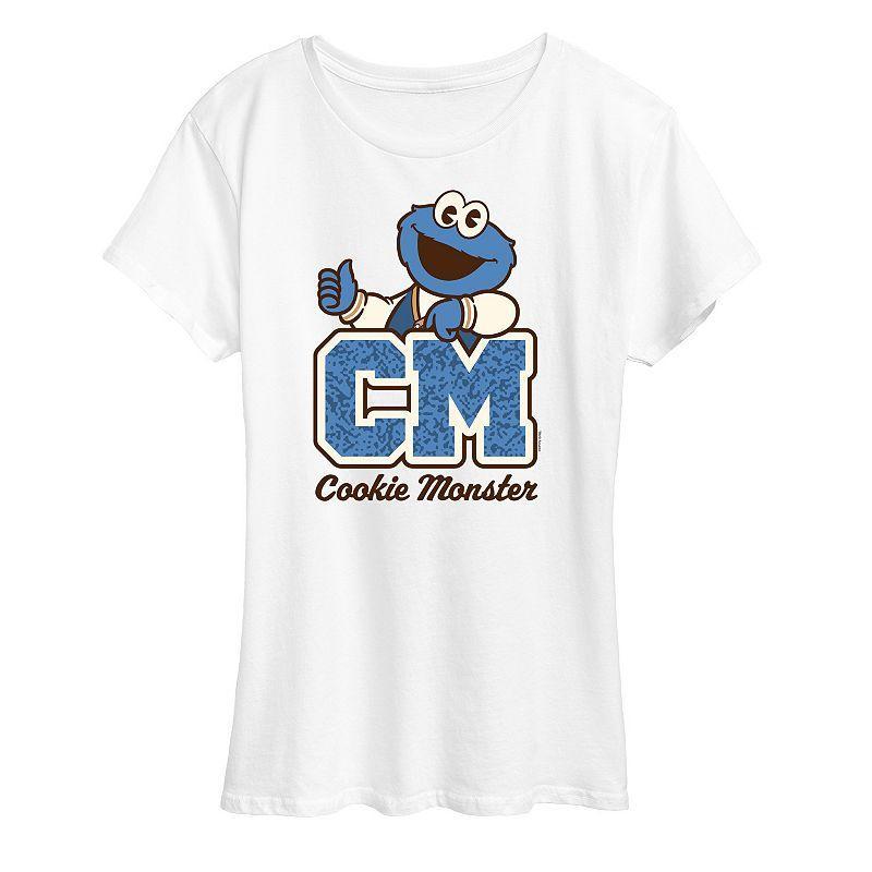 Womens Sesame Street Cookie Collegiate Graphic Tee, Girls Grey Gray Product Image