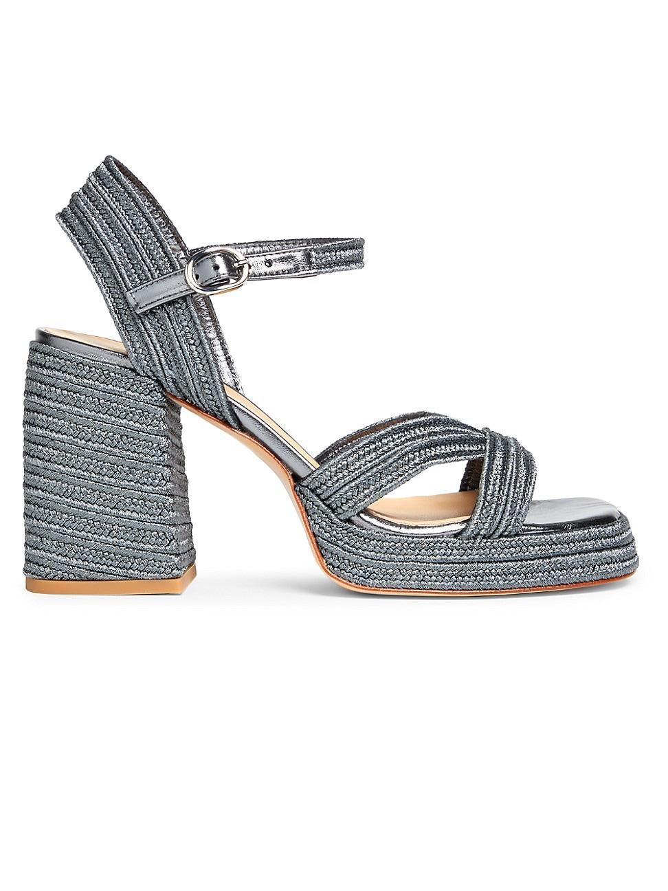 Womens Valle 100MM Woven Block-Heel Sandals Product Image