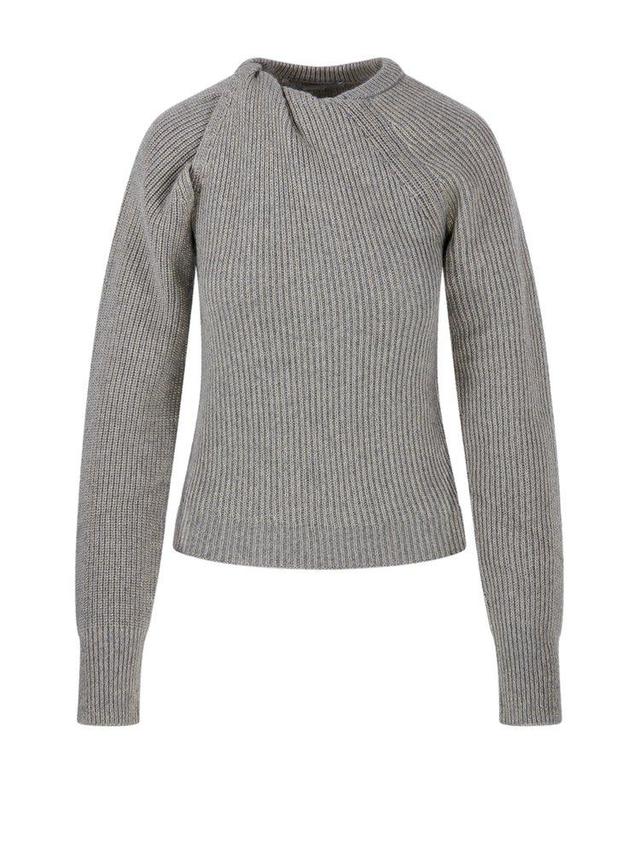 STELLA MCCARTNEY Ribbed Knit Long Sleeved Sweater In Grey Product Image