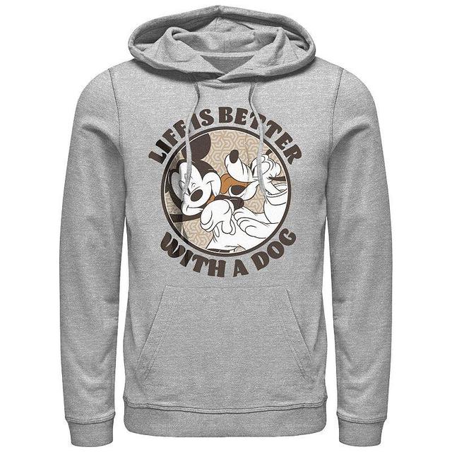 Mens Mickey Mouse And Pluto Life Is Better With A Dog Graphic Hoodie Athletic Grey Product Image