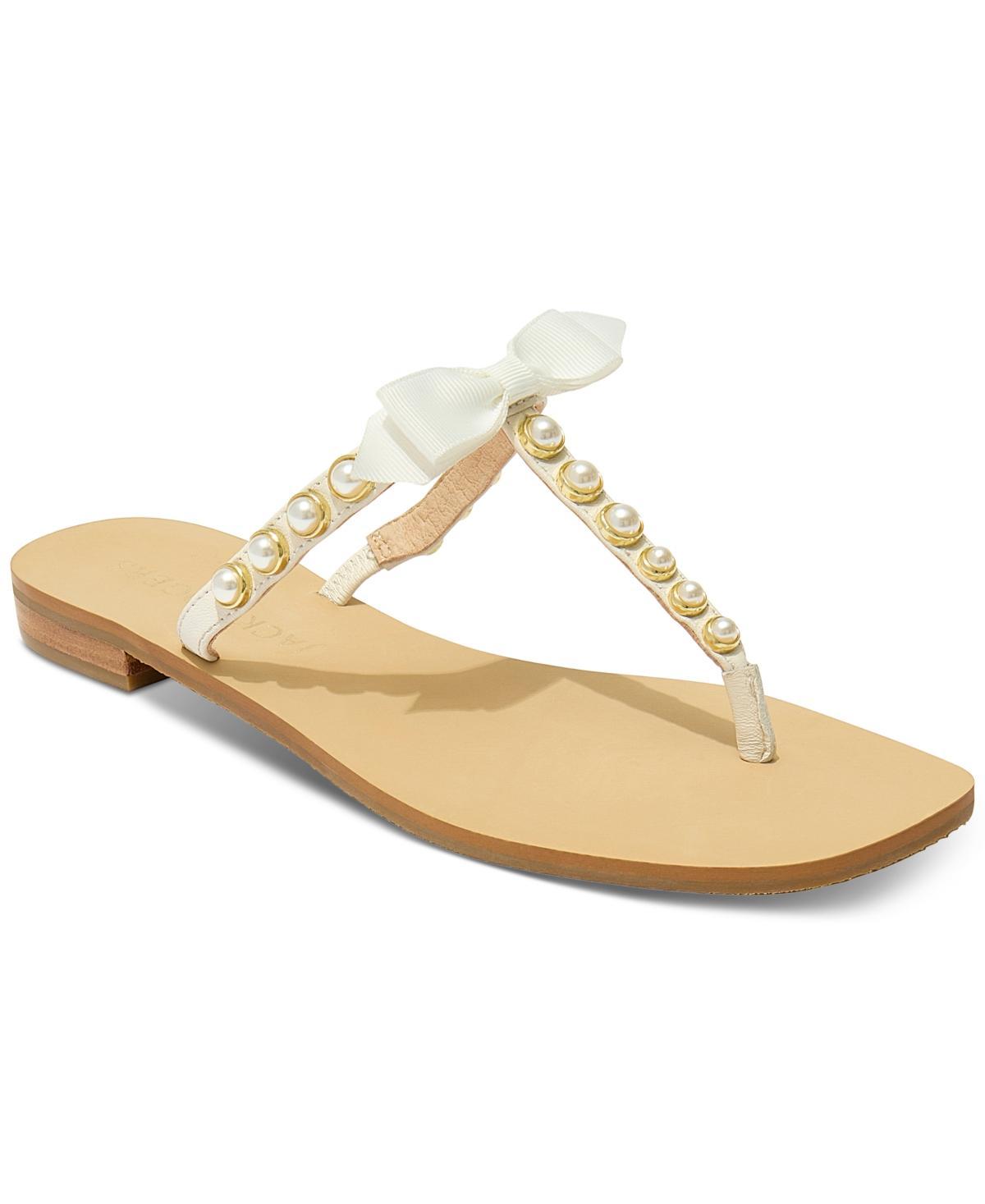 Jack Rogers Sandpiper Bow Pearl Embellished Thong Sandals Product Image