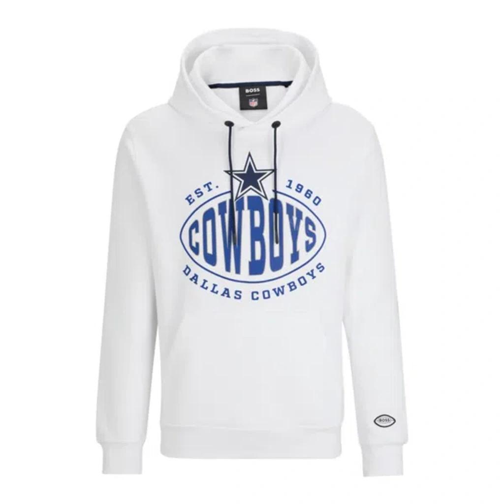 HUGO BOSS Boss X Nfl Cotton-blend Hoodie With Collaborative Branding In Cowboys White Product Image