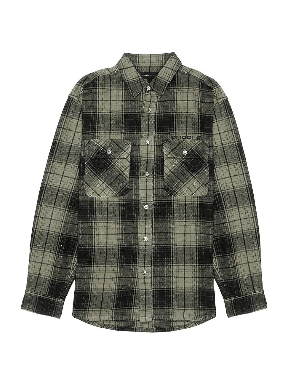 PURPLE BRAND Oversize Plaid Flannel Button-Up Shirt Product Image