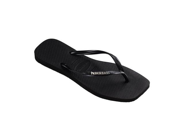 Havaianas Slim Square Logo Metallic Flip-Flop Silver) Women's Sandals Product Image