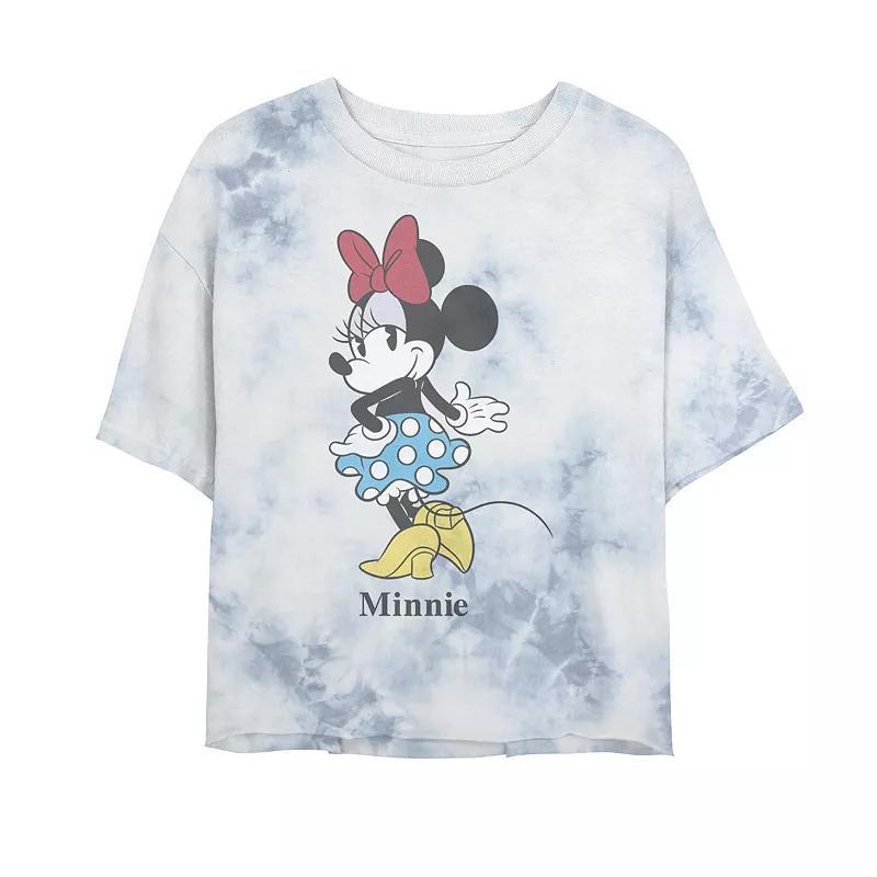 Juniors Disney Mickey And Friends Minnie Classic Text Portrait Bombard Wash Crop Graphic Tee, Womens Product Image