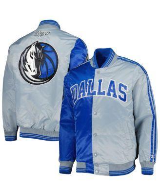 Mens Starter Royal/Gray Dallas Mavericks Fast Break Satin Full-Snap Jacket Product Image