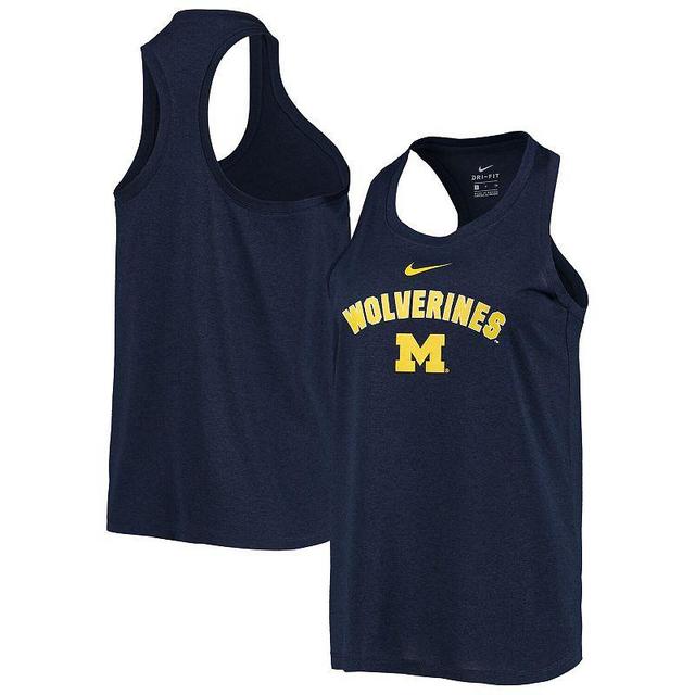 Womens Nike Michigan Wolverines Arch & Logo Classic Performance Tank Top Blue Product Image