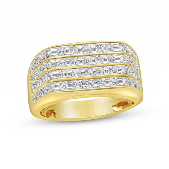 Men's 1 CT. T.w. Diamond Four Row Ring in 10K Gold Product Image