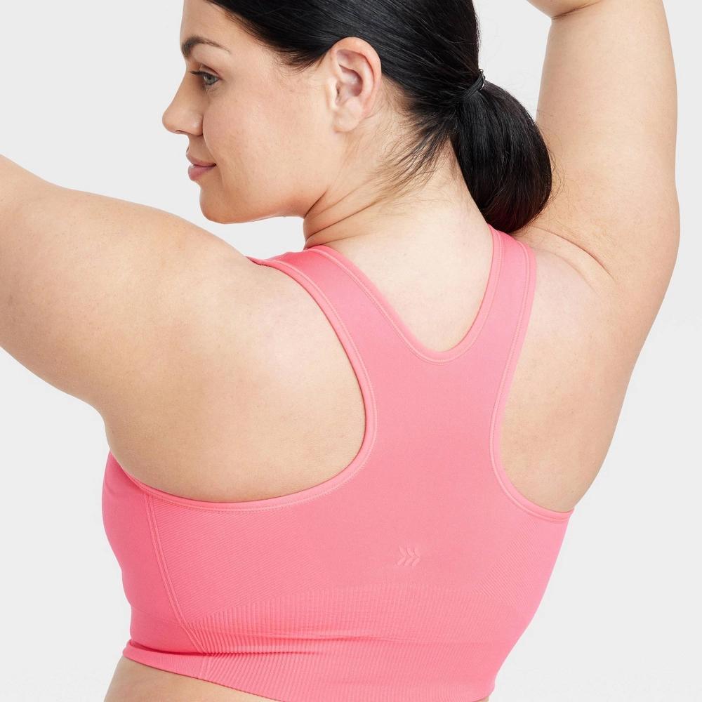 Women's Seamless Medium Support Racerback Sports Bra - All In Motion™ Coral Pink XXL Product Image