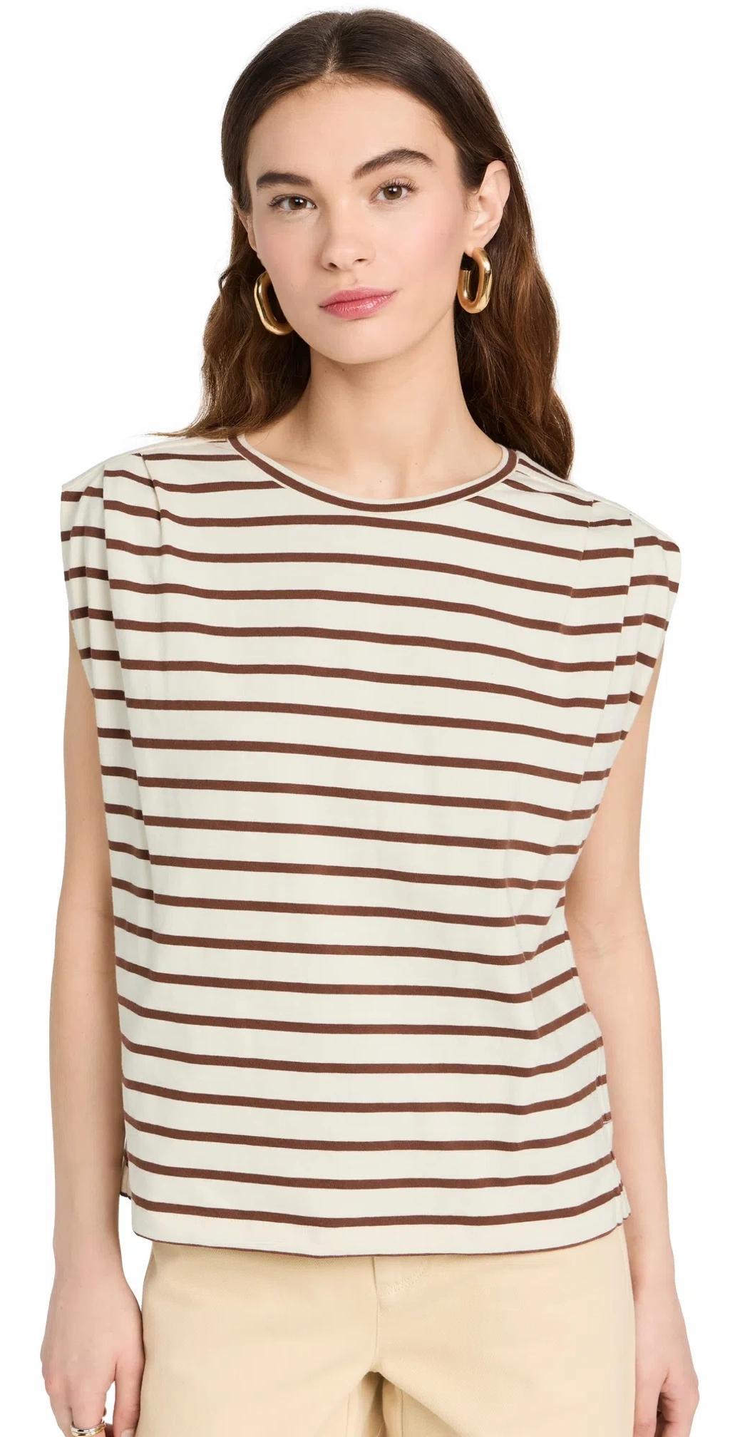 Mica Stripe Muscle Tee Brwstripe In Brown Stripe Product Image