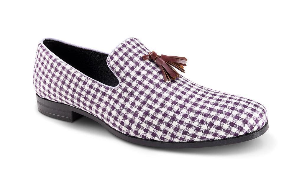 Plum Checkered Tassel Loafer Product Image