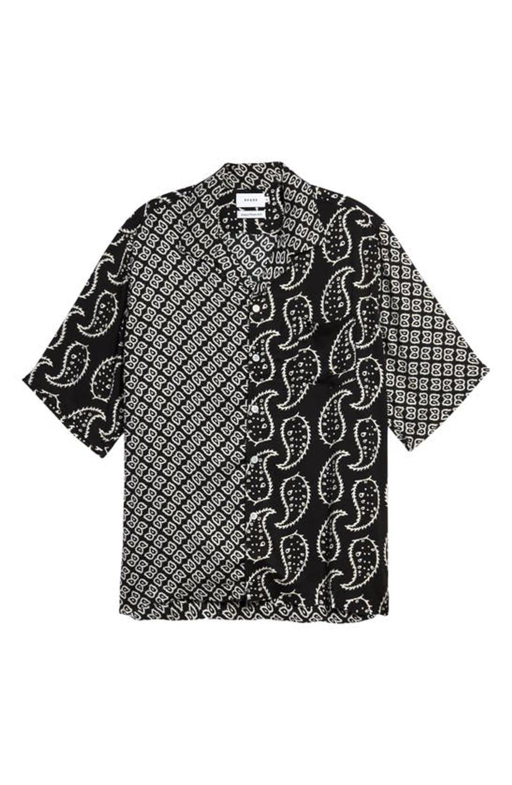 RHUDE Bandana Print Short Sleeve Button-up Camp Shirt In Black Product Image