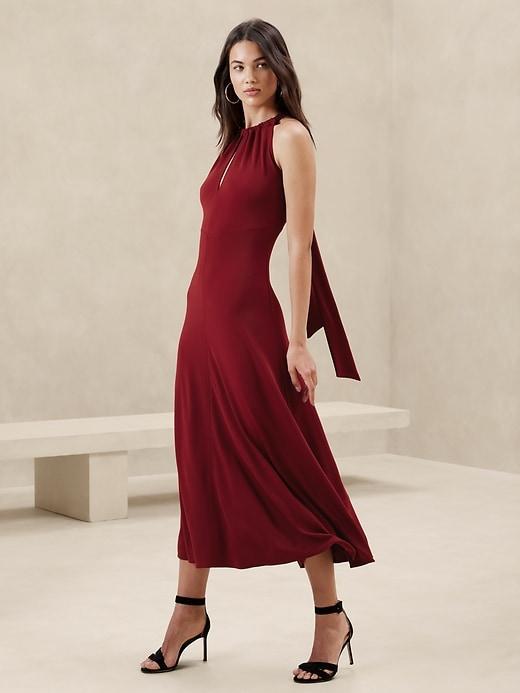 Halter-Neck Knit Maxi Dress Product Image